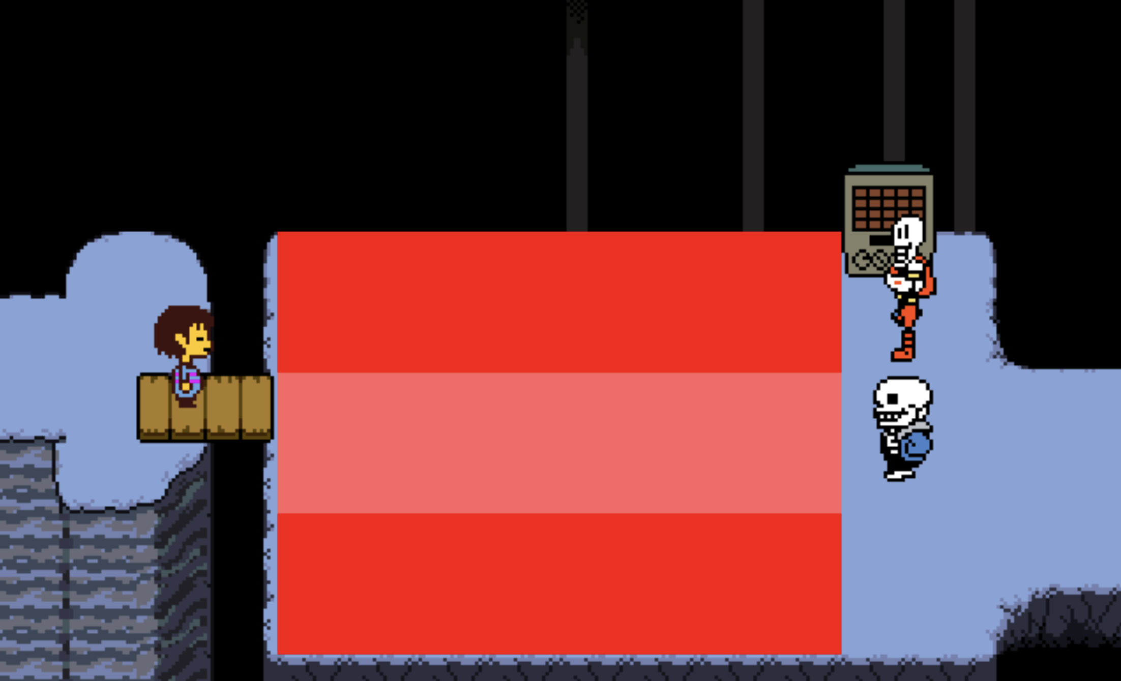 An image of the coloured tiles puzzle in Snowdin